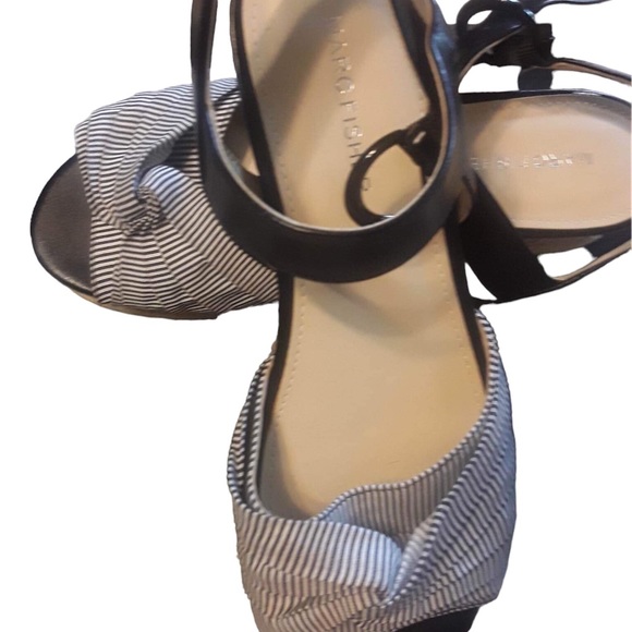 Marc Fisher Navy and White Stripe Sandals - Picture 4 of 7